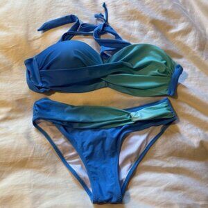Kanomi Blue Ombre Bikini Set Sz M